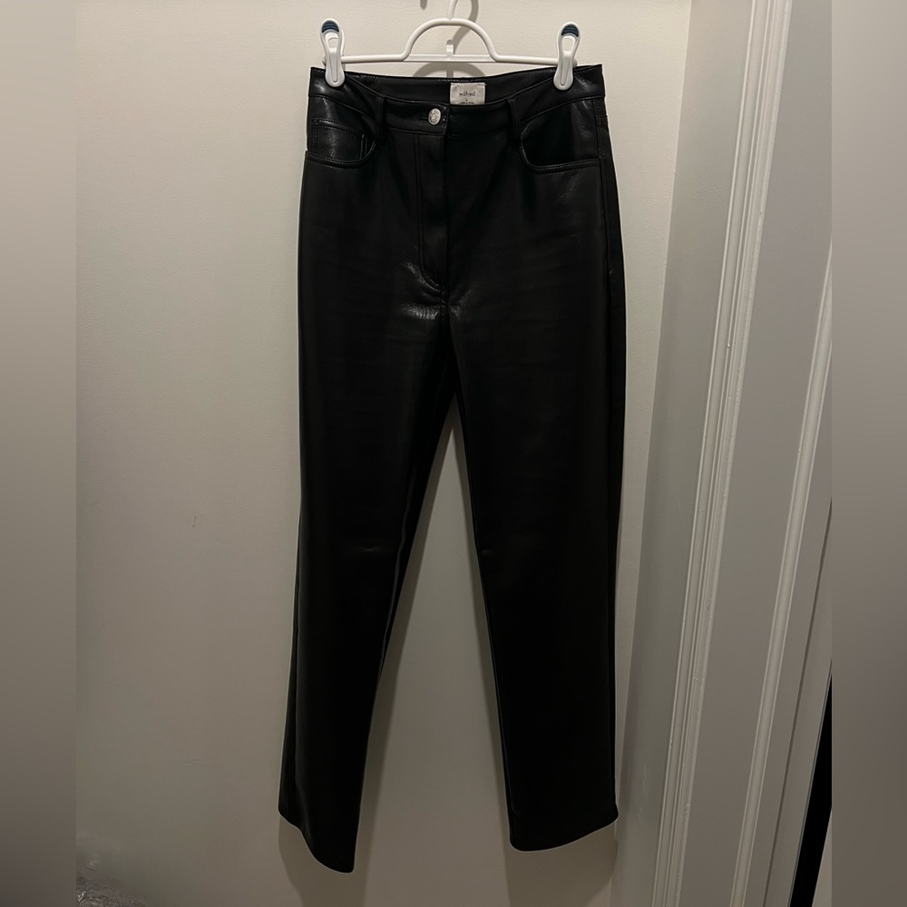 Aritzia Wilfred Melina Black Leather Pant; size 6